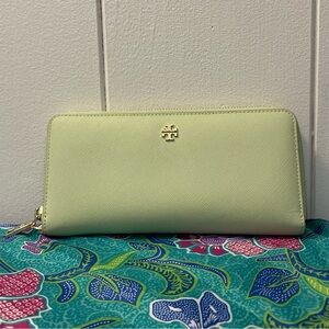 Mint Green Tory Burch Wallet.